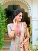 Hand Embroidered & Printed Pure Silk Kurta with pant & Printed Dupatta