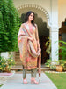 Hand Embroidered & Printed Pure Silk Kurta with pant & Printed Dupatta