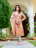 Hand Embroidered & Printed Pure Silk Kurta with pant & Printed Dupatta