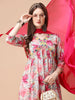 Alia Cut Hand Embroidered Floral printed Pure Chinon Kurta with pant & dupatta