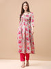 Alia Cut Hand Embroidered Floral printed Pure Chinon Kurta with pant & dupatta