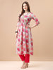 Alia Cut Hand Embroidered Floral printed Pure Chinon Kurta with pant & dupatta