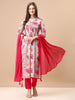 Alia Cut Hand Embroidered Floral printed Pure Chinon Kurta with pant & dupatta