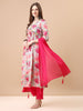 Alia Cut Hand Embroidered Floral printed Pure Chinon Kurta with pant & dupatta