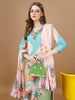 Embroidered & Floral Printed Kurta with Pant & Printed Dupatta Premium