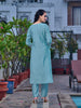 Embroidered Kurta with pant & Printed Organza dupatta