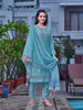 Embroidered Kurta with pant & Printed Organza dupatta