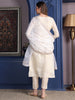 Cream Banarasi Jacquard Kurta Set with Intricate Embroidery