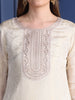 Cream Banarasi Jacquard Kurta Set with Intricate Embroidery