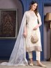 Cream Banarasi Jacquard Kurta Set with Intricate Embroidery