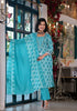 Printed Kurta Suit Set with Lace Embroidery &amp; Designer Neckline – Elegant Blue Charm