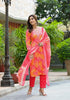 Applique Embroidered & Bandhani Printed Kurta with Pant & Printed Dupatta