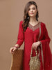 Embroidered & Bandhani Printed Kurta with pant & embroidered Dupatta Premium