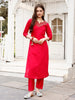 Hand Embroidered Rani Kurta with pant & Banarasi Jacquard Dupatta Premium