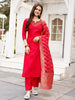 Hand Embroidered Rani Kurta with pant & Banarasi Jacquard Dupatta Premium