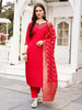 Hand Embroidered Rani Kurta with pant & Banarasi Jacquard Dupatta Premium