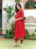 Nyra Cut Embroidered & Bandhani Printed kurta with Lace Embroidered Pant & Dupatta