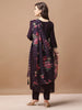 Traditional Meets Modern: LYKCON Wine Hand-Embroidered Muslin Kurta with Pant & Dupatta