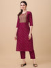 Leheriya Printed & Embroidered kurta with pant & dupatta set