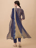 Blue Cotton Kurta Set with Chiffon Dupatta