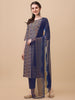 Blue Cotton Kurta Set with Chiffon Dupatta