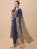 Blue Cotton Kurta Set with Chiffon Dupatta