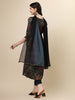 Grey Alia Cut Chanderi Kurta Set with Chiffon Dupatta