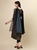 Elegant Grey Alia Cut Embroidered Kurta Set with Pant & Dupatta by LYKCON