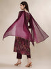 Festive Elegance: LYKCON Purple Alia Cut Embroidered Kurta with Pant & Dupatta Set