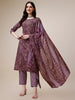 Elegant Purple Cotton Kurta with Matching Pant & Dupatta Set – LYKCON