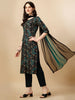 Elegant Navy Blue Pattern Printed Kurta Set with Pant & Dupatta – Perfect for All Occasions