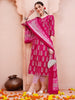 Festive Glamour: LYKCON Women’s Pink Angarakha-Style Anarkali Chanderi Kurta Set