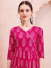 Festive Glamour: LYKCON Women’s Pink Angarakha-Style Anarkali Chanderi Kurta Set