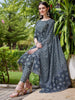 Modern Blue Chevron Dupatta Kurta Set by LYKCON