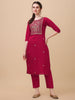 Chic Yoke Embroidered Pink Kurta Set