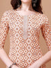 Printed & Lace Yoke Embroidered Kurta with Pant & Dupatta