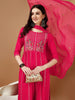 LYKCON Fuchsia Floral Embroidered Kurta Set: Perfect for Weddings & Festivals