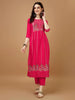 LYKCON Fuchsia Floral Embroidered Kurta Set: Perfect for Weddings & Festivals