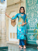 Hand Embroidered & Digital printed Muslin kurta with pant &  Printed Dupatta