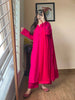 Graceful Elegance: Rayon Kurta Deep Pink Pant Dupatta Set with Lace Details- Lykcon