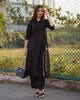 Chic Black Shirt Collar Kurta Pant Set – Elevate Your Elegance with Lykcon