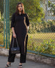 Chic Black Shirt Collar Kurta Pant Set – Elevate Your Elegance with Lykcon