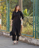 Chic Black Shirt Collar Kurta Pant Set – Elevate Your Elegance with Lykcon