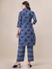 Elegant Blue Floral Printed Kurta with Cotton Pants