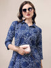 Elegant Blue Floral Printed Kurta with Cotton Pants