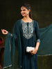 Hem & Yoke Embroidered Kurta with Pant & lace taping net Dupatta