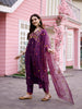 Hand Embroidered Alia Cut Kurta with Pants and Organza Dupatta