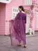 Hand Embroidered Alia Cut Kurta with Pants and Organza Dupatta