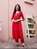 Alia Cut Hand Embroidered & Floral Printed Silk Kurta Set with Santoon Pants and Dupatta - Pink