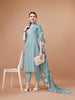 LYKCON Women's Blue Cotton Kurta Set with Lace Yoke & Embroidered Detailing